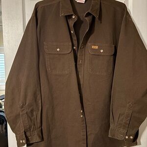 Carhartt Olive Green Canvas Button-Up Shirt XXL
